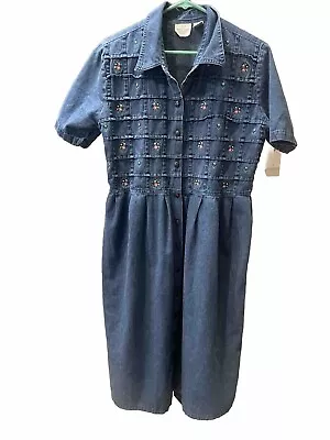 Buy Vintage Denim Shirt Dress Size 14 Jean Modest Teacher School Ms Frizzell • 14.41£