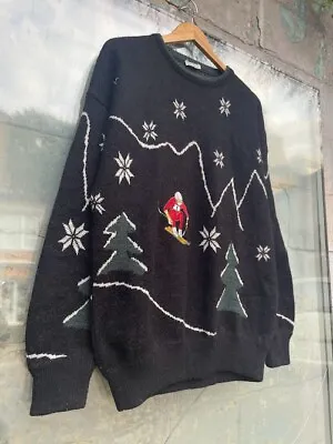 Buy Rare Vintage 00s Y2K Skier Print Knitted Alpaca Sweater Size 54 • 64.80£
