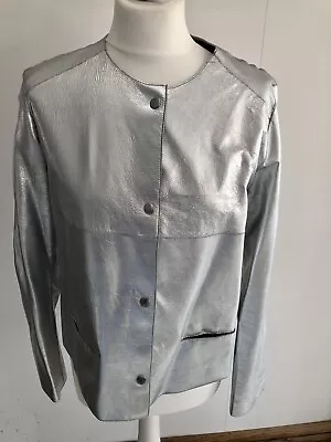Buy Marc Cain Silver Leather Jacket • 65£