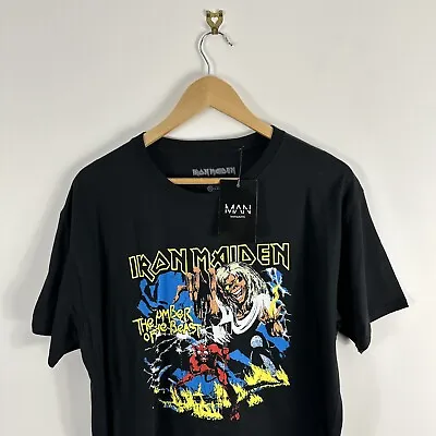 Buy Men's BoohooMAN Plus Size Iron Maiden The Number Of The Beast Black T-Shirt XXL • 9.99£