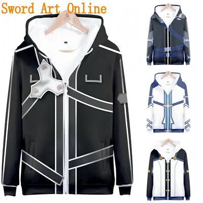 Buy Hot Sword Art Online SAO Krito Hoodies Men Zip Up Sweatshirt Coat Hooded Jacket • 42.13£