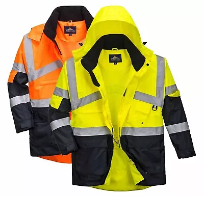 Buy PORTWEST Hi Vis 2-Tone Breathable Jacket Water Resistant Hood Safety S760 • 40.99£
