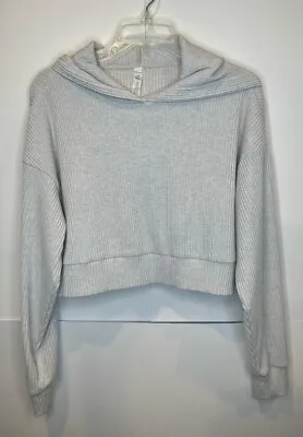 Buy Alo Yoga Muse Hoodie Womens XS Gray Heather Ribbed Pullover (see Desc) • 48.65£