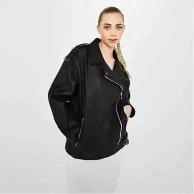 Buy MissGuided Vintage Faux Leather Biker Jacket 4 (3XS) Ladies Girls Black RRP £55 • 14.99£