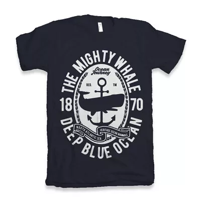 Buy T Shirt Mighty Whale Mens Navy Anchor Diver Deep Sea Ls Nautical Ship Crew  • 13.99£