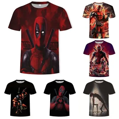 Buy Kids Adults 3D Marvel Deadpool Casual Short Sleeve T-Shirt Tee Top Xmas Gifts UK • 8.96£