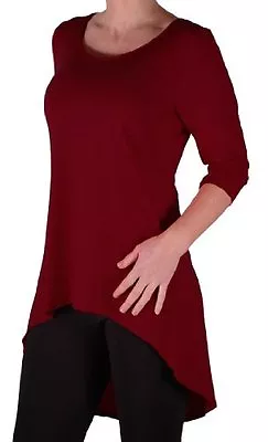 Buy Womens 3/4 Sleeve Fishtail Plain Scoop Neck Stretch Fit Dip Hem T-Shirt Tops • 11.95£