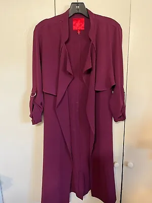 Buy Jennifer Lopez Purple Roll Tab Sleeve Open Long Duster Jacket With Belt SM NWOT • 8.50£