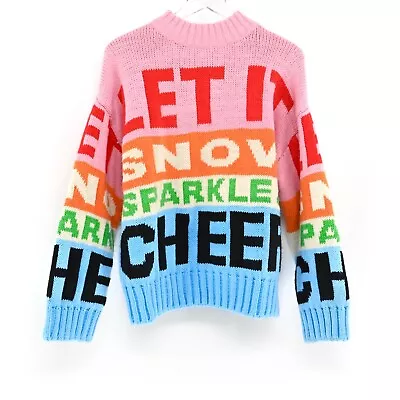Buy HM Womens Sweater Size M Pullover Let It Snow Sparkle Cheer Holiday Mock Neck • 44.95£