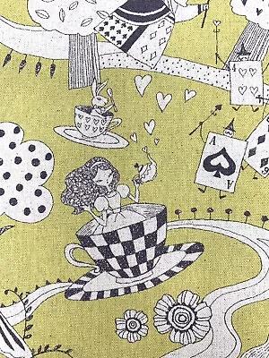 Buy Alice In Wonderland Cotton Linen Fabric Story Lewis Cheshire Cat Upholstery • 20.20£
