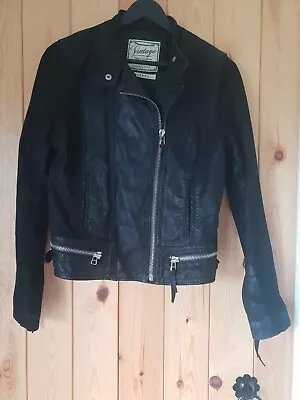 Buy Ladies Real Suede Black Leather Jacket Size 14 • 30£