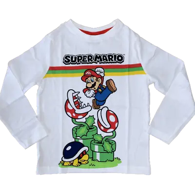 Buy Boys Girls Super Mario T-Shirt Top 100% Cotton Long Sleeve Kids Age 11- 14 Years • 6.95£