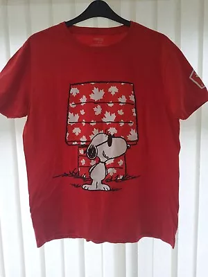 Buy Peanuts Snoopy Canada Red Short Sleeve T-Shirt Rare Size Large • 20£
