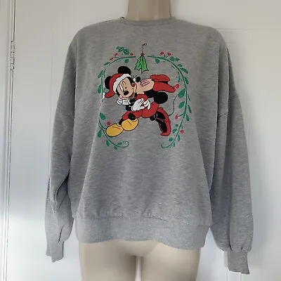 Buy Mickey & Minnie Mouse Disney Christmas Jumper Lounge Sweatshirt Top Size UK 8 S • 4.38£