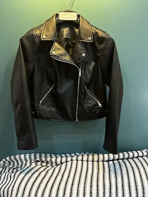 Buy Primark Ladies Black Faux Leather Biker Jacket UK 14 • 9.99£