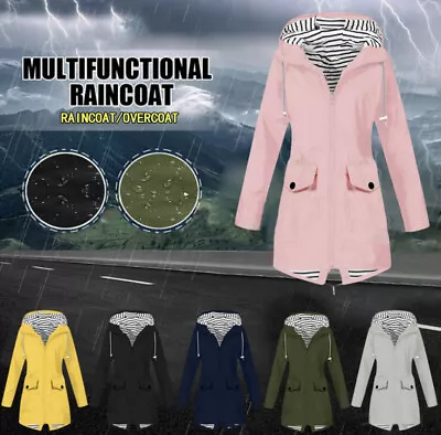 Buy Womens Waterproof Raincoat Ladies Outdoor Wind Rain Forest Jacket Plus Size Coat • 16.99£