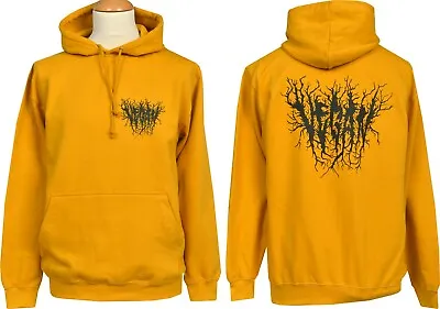 Buy Mustard Yellow Unisex Hoodie Black Metal Vegan Screen Print  • 34.50£