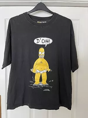 Buy Vintage Homer Simpson D'Oh Graphic T-Shirt Simpsons Cartoon TV 90s Black • 22.99£