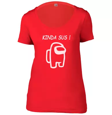 Buy Kinda Sus Womens Scoop Neck T-Shirt (S-XXL) Gift Present Space Game Impostor • 14.97£