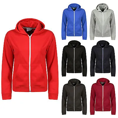 Buy New Kids Boys American Style Fleece Zip Up Hoodie Plain Zipper Sweatshirt Jacket • 9.99£