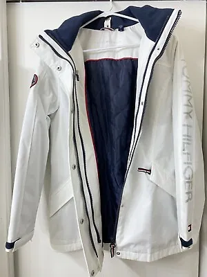 Buy Tommy Hilfiger Women's White Puffer Jacket Short Chevron Heritage Orig $200 NWOT • 47.07£