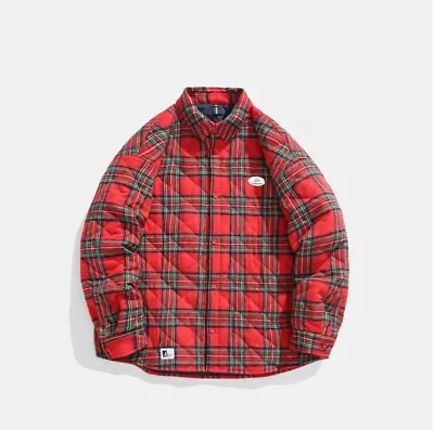 Buy Men’s Jacket Shirt Shacket Coat Thick Over Shirt Fashion Check Tartan Outdoor • 39£