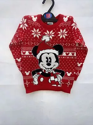 Buy Pre -Loved Kids Mickey Mouse Christmas Jumper  Size 3/4 Yrs Old • 9.99£