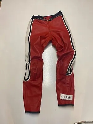 Buy Vintage Red Leather Motorcycle Trousers  Label 48   28L   (mc755) • 40£