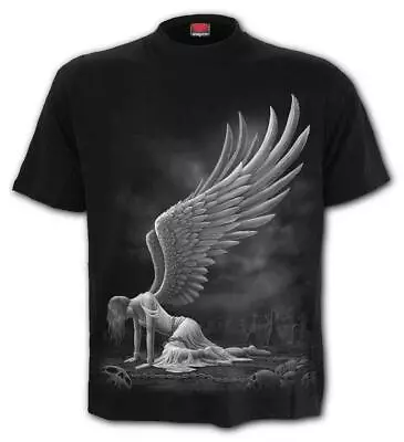 Buy Fallen Angel Tee T Shirt Top By Spiral Gothic Metal Black White Grey Skulls Wing • 12.99£