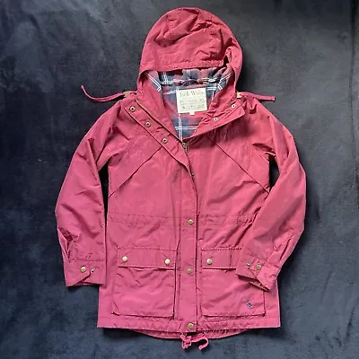 Buy Ladies Jacket 8 Jack Wills Hooded Burgundy Checked Lined Pockets Inside & Out • 6.99£