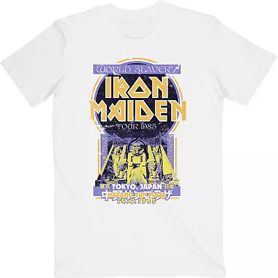 Buy IRON MAIDEN - Official Unisex T- Shirt - Powerslave Japan Flyer - White Cotton • 17.99£