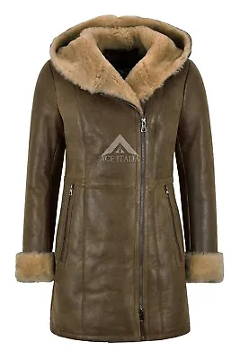 Buy Ladies B3 Sheepskin Jacket Flying Hooded Leather Real Fur Jacket Hoodie NV 39 • 304£
