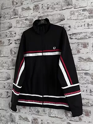 Buy Fred Perry - Large - Taped Track Top Jacket - Black/White/Red - Sports / Casual  • 40£