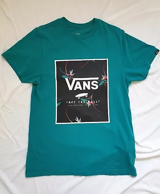 Buy VANS OFF THE WALL Turquoise Green Short Sleeve Crew Neck T Shirt SMALL • 9£