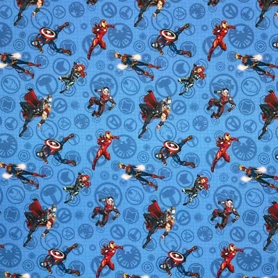 Buy 100% Cotton Fabric Digital Marvel Avengers Captain America Iron Man 140cm Wide • 8£