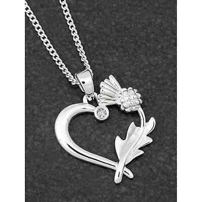 Buy Equilibrium Vibrant Thistle Silver Plated Heart Necklace Birthday Gift New • 13.59£