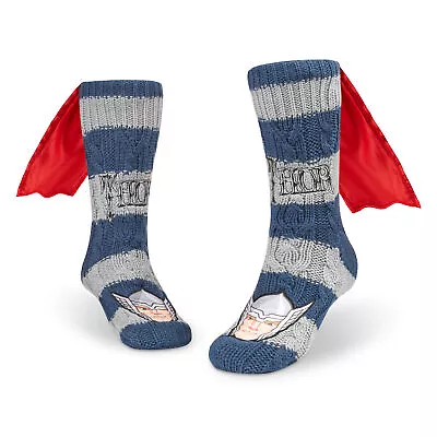 Buy Marvel Fluffy Socks, Mens Slipper Socks, Thor Warm Knitted Socks With Cape • 11.49£