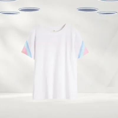 Buy Ex Hush Women’s Short Nara Rainbow Relaxed T-Shirt In White Multi (Defect) • 14.99£