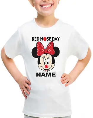 Buy Red Nose Day Minnie Mickey Mouse Personalised T-Shirts Top School Comic Relief • 9.99£