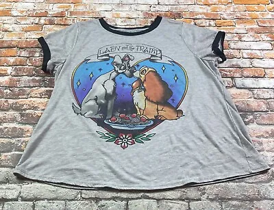 Buy Disney Lady And The Tramp T-shirt 0 Short Sleeve Gray Round Neck Stretch • 6.52£