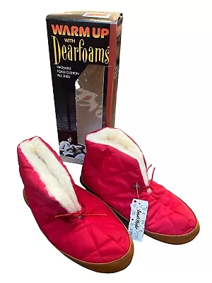 Buy Vtg 80s Dearfoams Warm Up Brown Red Slippers Size M New Open Box TV Movie Prop • 31.84£
