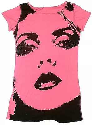Buy Wow Amplified Blondie Face Rhinestone Eye's Pink Designer Tunic Club Shirt S 38 • 36.23£