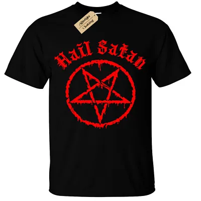 Buy Hail Satan T-Shirt - Mens Pentagram Rock Goth Unholy Satanic Punk Emo • 11.95£