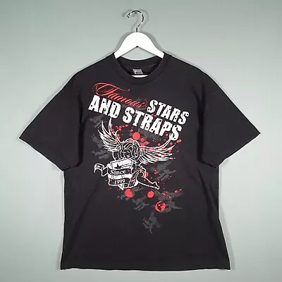 Buy VINTAGE FAMOUS STARS & STRAPS T-Shirt Mens Extra Large Black Short Sleeve Top • 11.99£