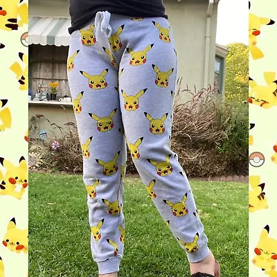 Buy Nintendo Pokémon Pikachu Print Gray Womens Sweatpants Size M | Video Game Merch • 28.35£