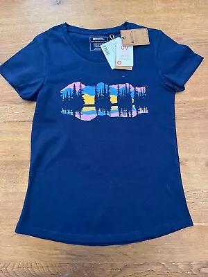 Buy Mountain Warehouse Ladies Navy Blue 100% Organic Cotton T-Shirt Top - BNWT • 7.99£