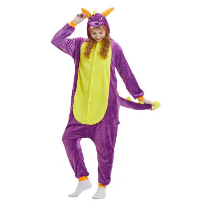 Buy Unisex Adult Animal Pajamas Dragon Cosplay Fancy Costume Sleepwear Jumpsuit • 19.07£