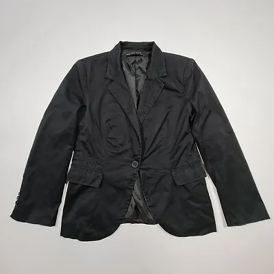 Buy ZARA Womens Blazer Black Large Cotton Twill Jacket 14 UK • 9.36£