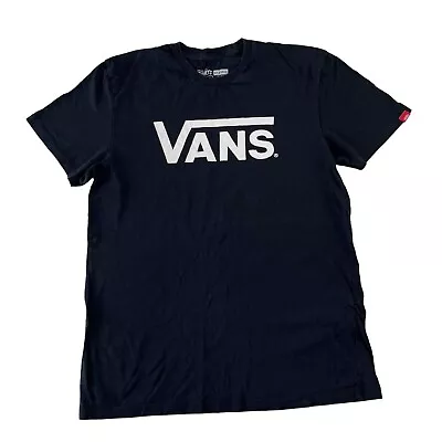 Buy Vans Large Spellout Logo Short Sleeve T Shirt Classic Fit Black Skater Medium • 9.95£