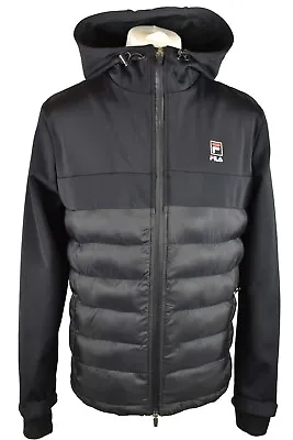 Buy FILA Black Windbreaker Jacket Size S Mens Full Zip Quilted Hooded • 22.50£